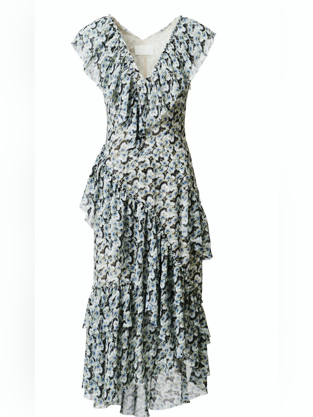 H&M Conscious Flounced Dress Floral Feminine Lightweight Chiffon Midi Size 4